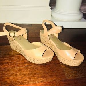ME TOO Strappy Platform Wedges with Cork Wedge